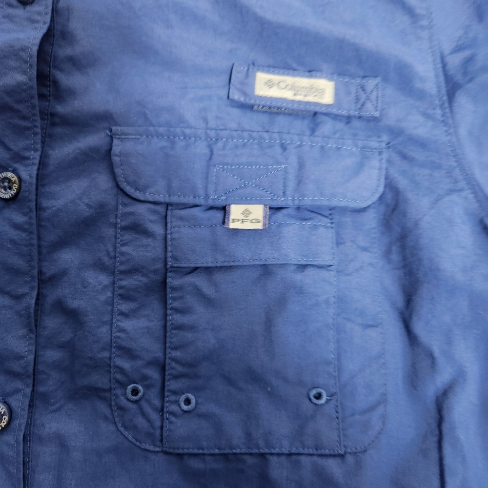 Columbia PFG Performance Fishing Gear Men L Blue Mesh Lined‎ Vented Outdoor Hike - Picture 5 of 8